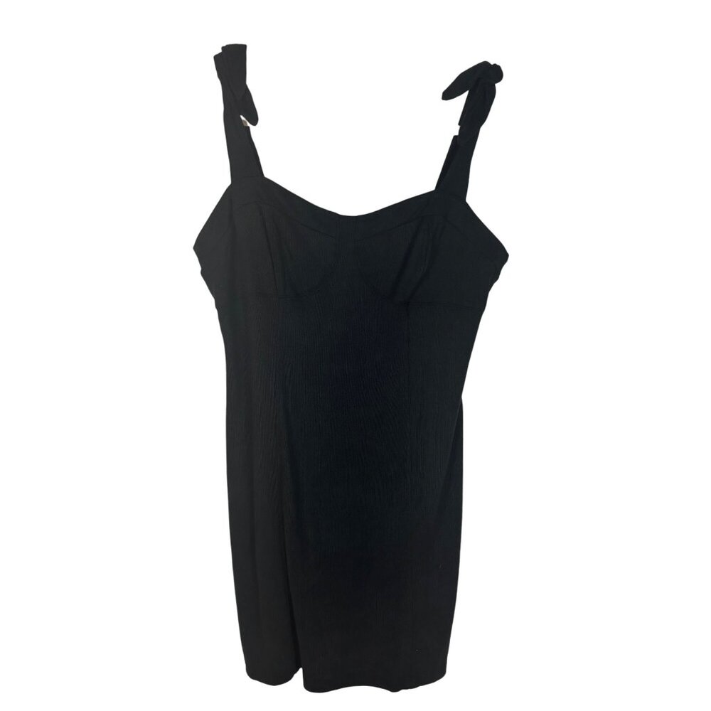 Free People M Intimately Black Tie Strap Mini Dress Faux Suede Whimsigoth